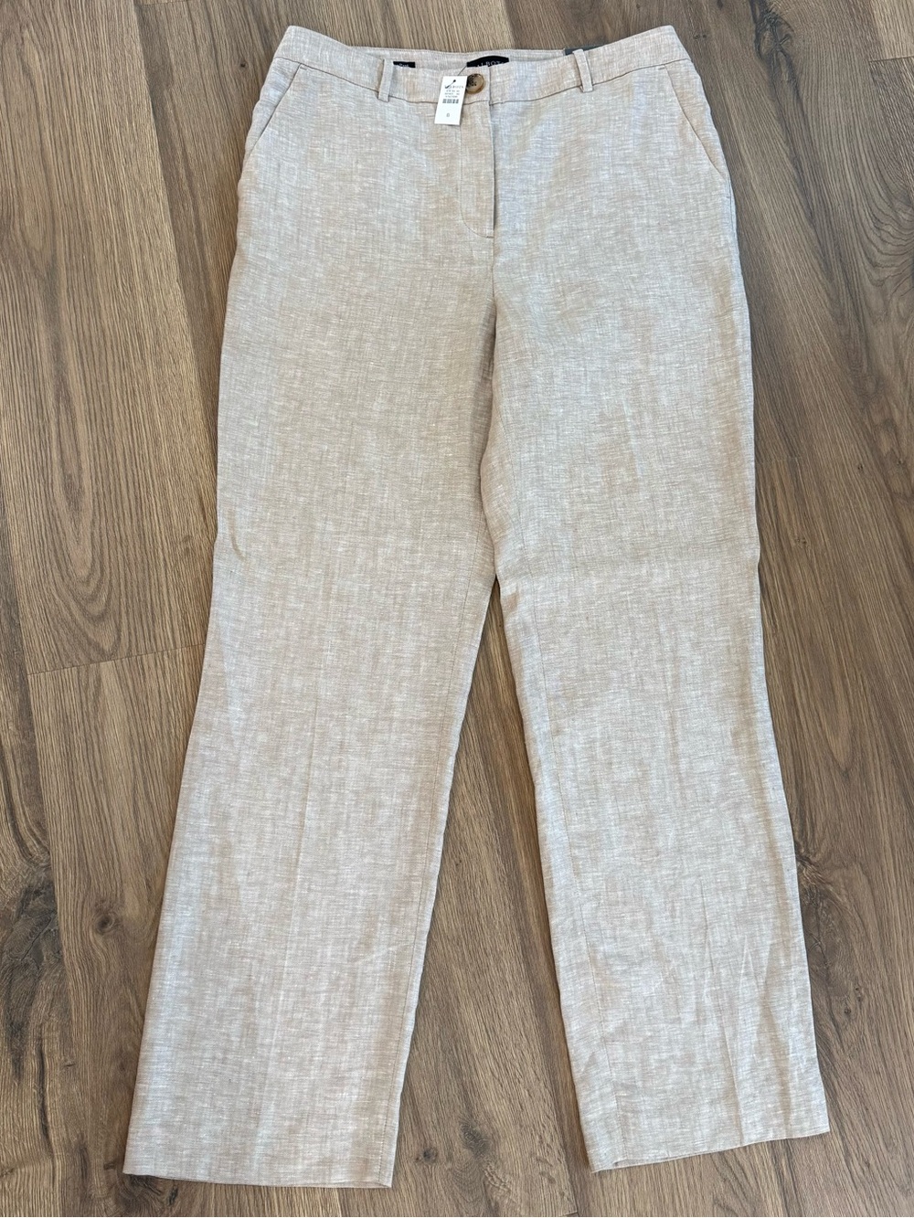 Talbots Southampton Straight Leg Pants Womens 8 Beige Tan 100% Linen NWT